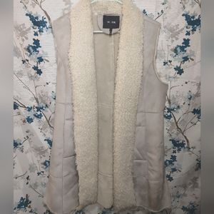 Nic+Zoe Women Faux-Suede Faux-Shearling Sleeveless Vest Coat Jacket L